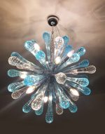 SEA-BLUE  MURANO GLASS "DROPS" SPUTNIK CHANDELIER - Image 2