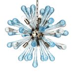 SEA-BLUE  MURANO GLASS "DROPS" SPUTNIK CHANDELIER