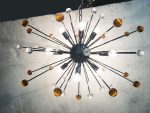 TRANSPARENT AND AMBER "STAR" MURANO GLASS OVAL SPUTNIK  CHANDELIER - Image 3