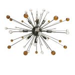 TRANSPARENT AND AMBER "STAR" MURANO GLASS OVAL SPUTNIK  CHANDELIER
