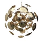 HAND-MADE BRASS HAMMERED "CAPS" SPUTNIK CHANDELIER