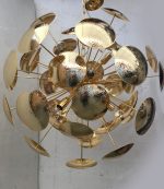 HAND-MADE BRASS HAMMERED "CAPS" SPUTNIK CHANDELIER - Image 4