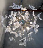 WHITE BUTTERFLY MURANO GLASS  SPUTNIK  WHITE CHANDELIER - Image 3