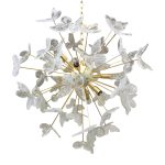 WHITE BUTTERFLY MURANO GLASS  SPUTNIK  WHITE CHANDELIER