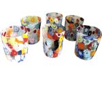 COLORFUL FLORAL MURRINE CRUMPLED MURANO GLASSES