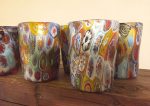COLORFUL FLOREAL MURRINE AND GOLD-LEAF CRUMPLED MURANO GLASSES - Image 7