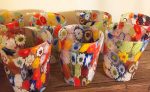 COLORFUL FLORAL MURRINE CRUMPLED MURANO GLASSES - Image 2