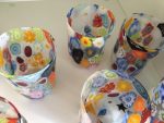 COLORFUL FLORAL MURRINE CRUMPLED MURANO GLASSES - Image 4