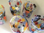 COLORFUL FLORAL MURRINE CRUMPLED MURANO GLASSES - Image 5