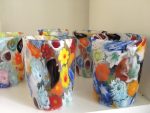 COLORFUL FLORAL MURRINE CRUMPLED MURANO GLASSES - Image 3