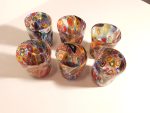 COLORFUL FLOREAL MURRINE AND GOLD-LEAF CRUMPLED MURANO GLASSES - Image 6