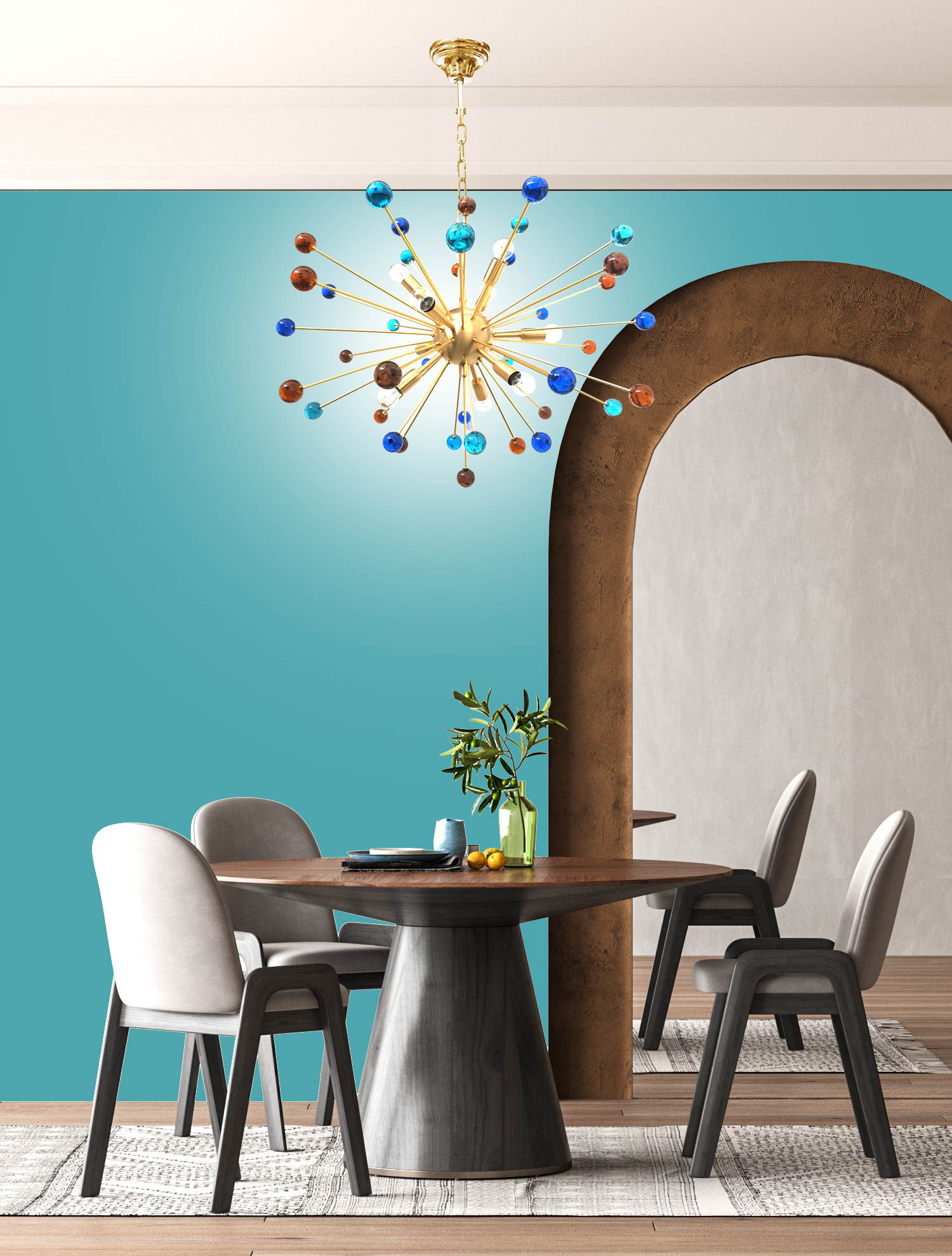 Murano-glass- sputnik- multicolors-sphere-star