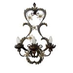 BRUNITO AND RUSH Florentine Wrought Iron Wall Lamp With Floreal Crystals