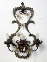 BRUNITO AND RUSH Florentine Wrought Iron Wall Lamp With Floreal Crystals - Image 7