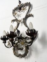 BRUNITO AND RUSH Florentine Wrought Iron Wall Lamp With Floreal Crystals - Image 4
