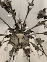 BROWN AND GOLD-LEAF CLAY FLORENTINE IRON CHANDELIER - Image 8