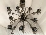 BROWN AND GOLD-LEAF CLAY FLORENTINE IRON CHANDELIER - Image 6