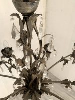 BROWN AND GOLD-LEAF CLAY FLORENTINE IRON CHANDELIER - Image 5