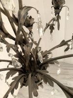 BROWN AND GOLD-LEAF CLAY FLORENTINE IRON CHANDELIER - Image 4