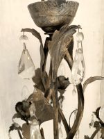 BROWN AND GOLD-LEAF CLAY FLORENTINE IRON CHANDELIER - Image 3