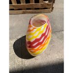 Contemporary Abstract Vase in Milky White Murano Glass Attributed With Colored Reeds - Image 4