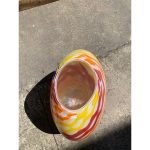 Contemporary Abstract Vase in Milky White Murano Glass Attributed With Colored Reeds - Image 5