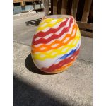 Contemporary Abstract Vase in Milky White Murano Glass Attributed With Colored Reeds - Image 6