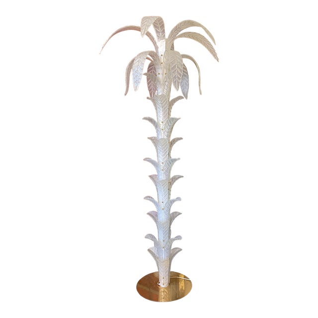 Vintage Opalino Palm Tree Murano Glass Floor Lamp in the Style of Napoleon Martinuzzi