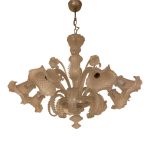 1970s Italian Style Murano Glass in Transparent and Sand Chandelier
