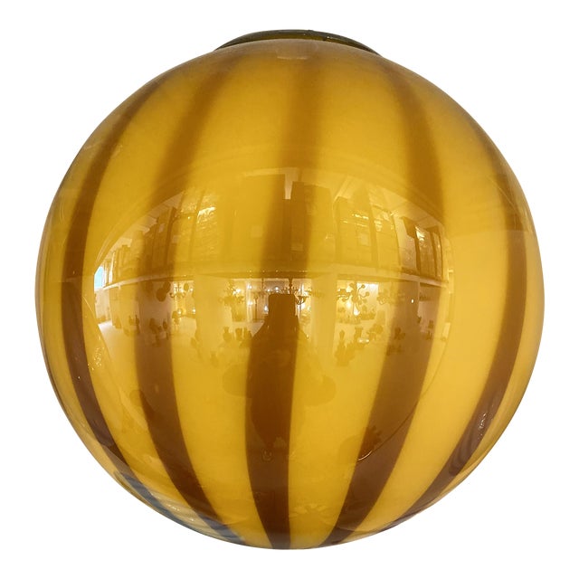 Amber and Brown Sphere Pendant Light in Murano Glass