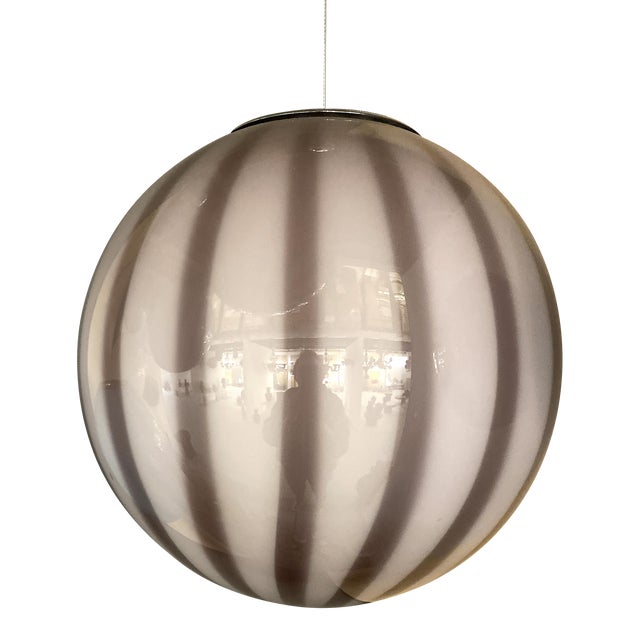 Brown and Milky-White Sphere Pendant in Murano Glass