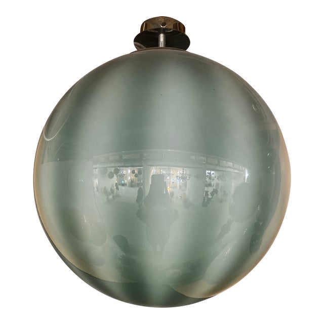 Green and White Sphere Pendant in Murano Glass