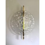 Wall Light in Transparent Murano Glass Disc and Brass Metal Frame - Image 2