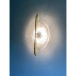Wall Light in Transparent Murano Glass Disc and Brass Metal Frame - Image 4