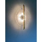 Wall Light in Transparent Murano Glass Disc and Brass Metal Frame - Image 5