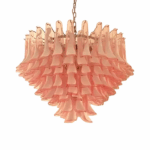 White and Pink “Selle” Murano Glass Petali Chandelier