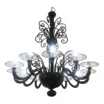 Contemporary Black Curls Murano Glass Chandelier