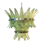 Contemporary Green “Palmette” Murano Glass Belt Chandelier
