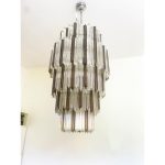 Huge "Quadriedro" Fumè and Clear Murano Glass Chandelier - Image 9