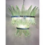 Green “Palmette” Murano Glass Belt Chandelier - Image 7