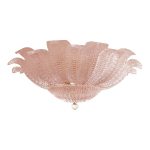 Contemporary Venetian Pink Graniglia "Leafs" Murano Style Glass Flush Mount