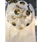 Venied-White “Alabastro" Murano Glass Sputnik gold Chandelier - Image 11