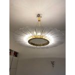 Venied-White "Marguerite" Murano Glass Gold Chandelier - Image 4