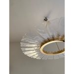 Venied-White "Marguerite" Murano Glass Gold Chandelier - Image 6