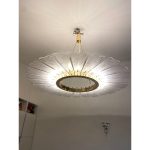 Venied-White "Marguerite" Murano Glass Gold Chandelier - Image 7