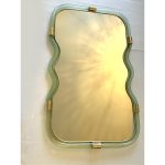 Wave Mirror in Green and Gold "Torchon" Torciglione Murano Glass, exclusive design by Simoeng - Image 10
