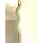 Wave Mirror in Green and Gold "Torchon" Torciglione Murano Glass, exclusive design by Simoeng - Image 2