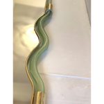 Wave Mirror in Green and Gold "Torchon" Torciglione Murano Glass, exclusive design by Simoeng - Image 3