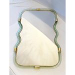 Wave Mirror in Green and Gold "Torchon" Torciglione Murano Glass, exclusive design by Simoeng - Image 4