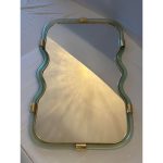 Wave Mirror in Green and Gold "Torchon" Torciglione Murano Glass, exclusive design by Simoeng - Image 8